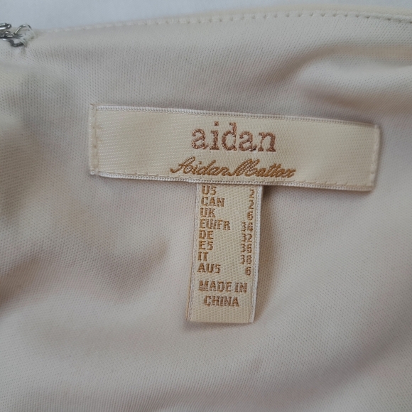 Aidan Mattox Long Formal Chiffon Lace Evening Dress Beige Size 2 - Picture 6 of 13